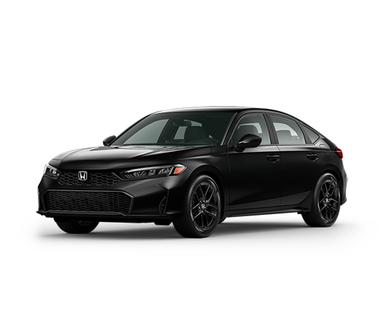 2026 Honda Civic Hatchback Sport in Crystal Black — front three-quarter view
