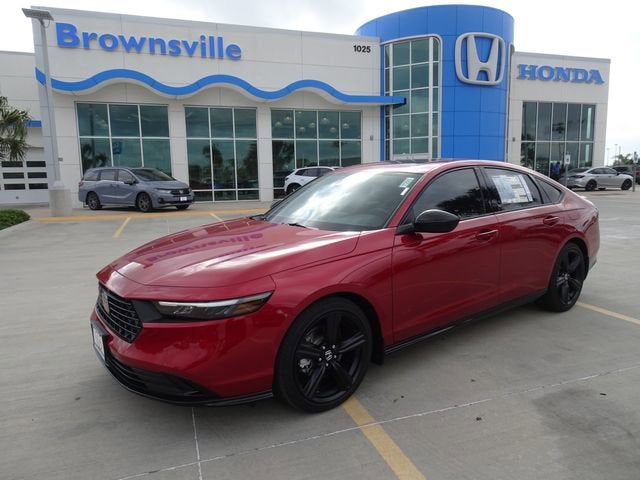 2026 Honda Accord Hybrid Sport-L in Radiant Red Metallic — front three-quarter view