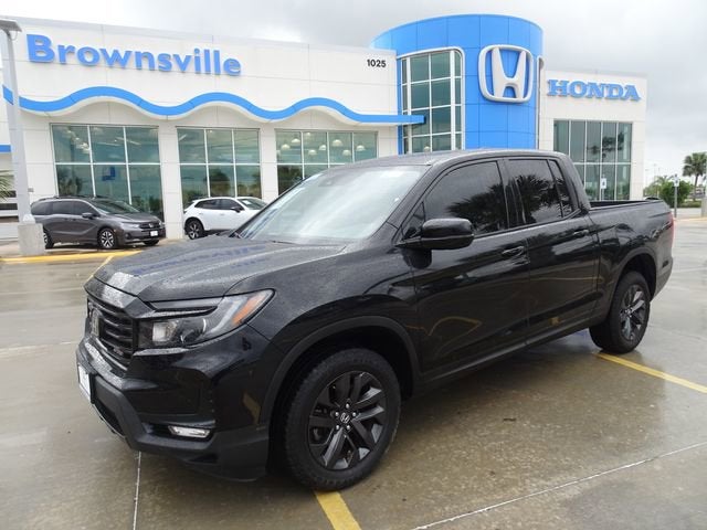2022 Honda Ridgeline Sport in Crystal Black Pearl — front three-quarter view