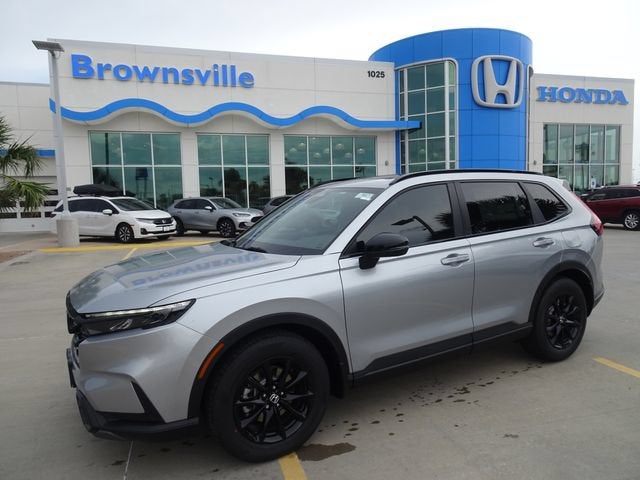 2026 Honda CR-V Hybrid Sport in Solar Silver Metallic — front three-quarter view