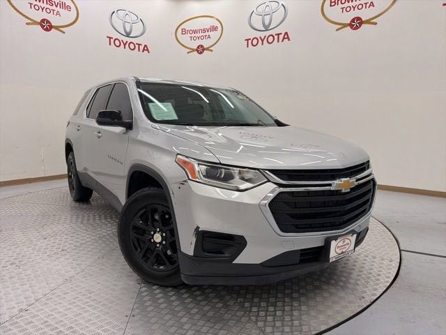 2021 Chevrolet Traverse LS in Silver Ice Metallic — front three-quarter view