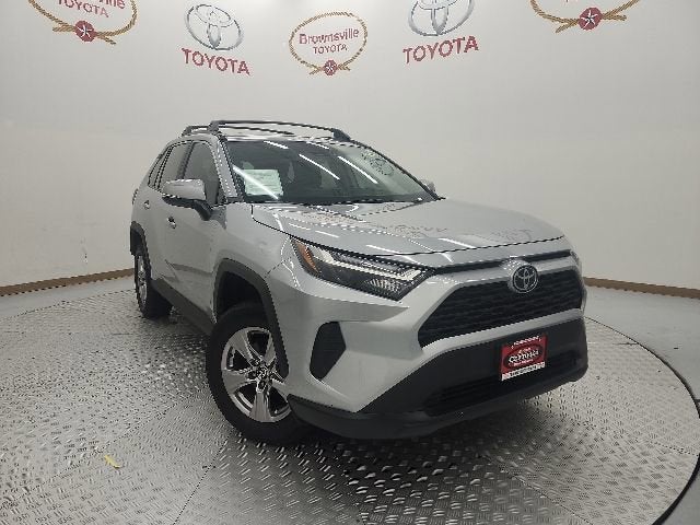 2025 Toyota RAV4 XLE in Silver Sky Metallic — front three-quarter view