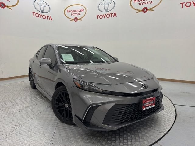 2025 Toyota Camry SE in Celestial Silver Metallic — front three-quarter view