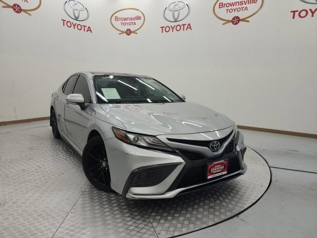 2021 Toyota Camry XSE in Celestial Silver Metallic — front three-quarter view